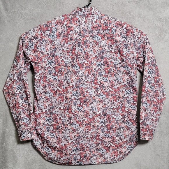 tss Shirt Mens Large Floral Print Pink Red Blue Button Down Made in Japan Cotton - Picture 4 of 10